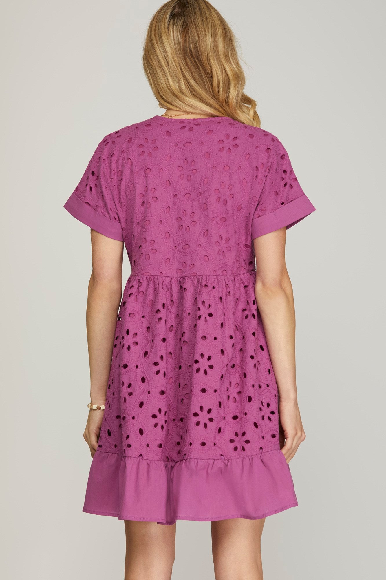 Eyelet short sleeve dress