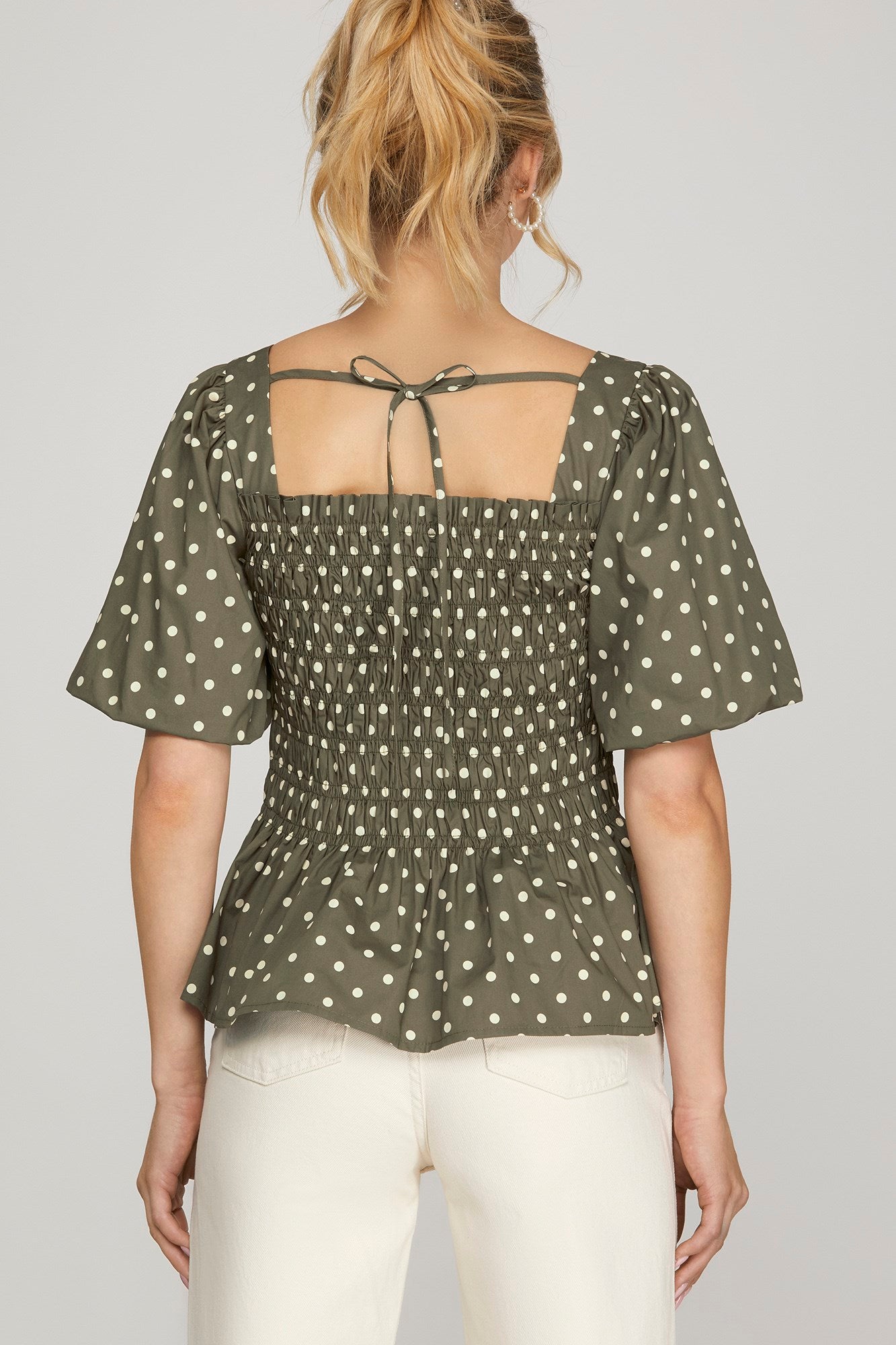 Olive Polka Dot Blouse