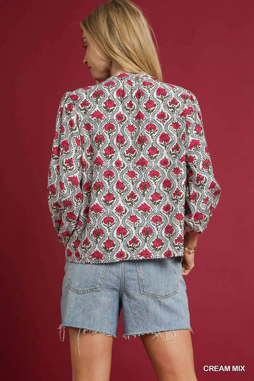 Mix floral print top with ties