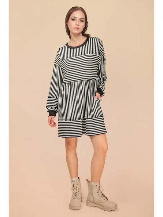 Striped Casual Knit Mini Dress