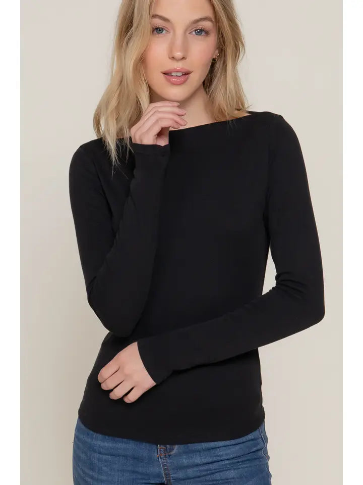 Long Sleeve Boat Neck Top