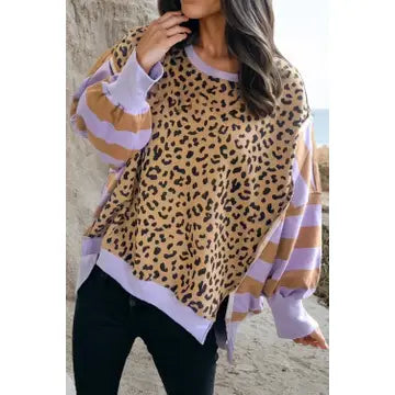 Striped Leopard Sweatshirt