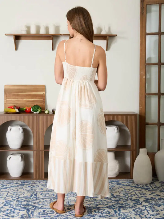 Beige Seashell Midi Dress