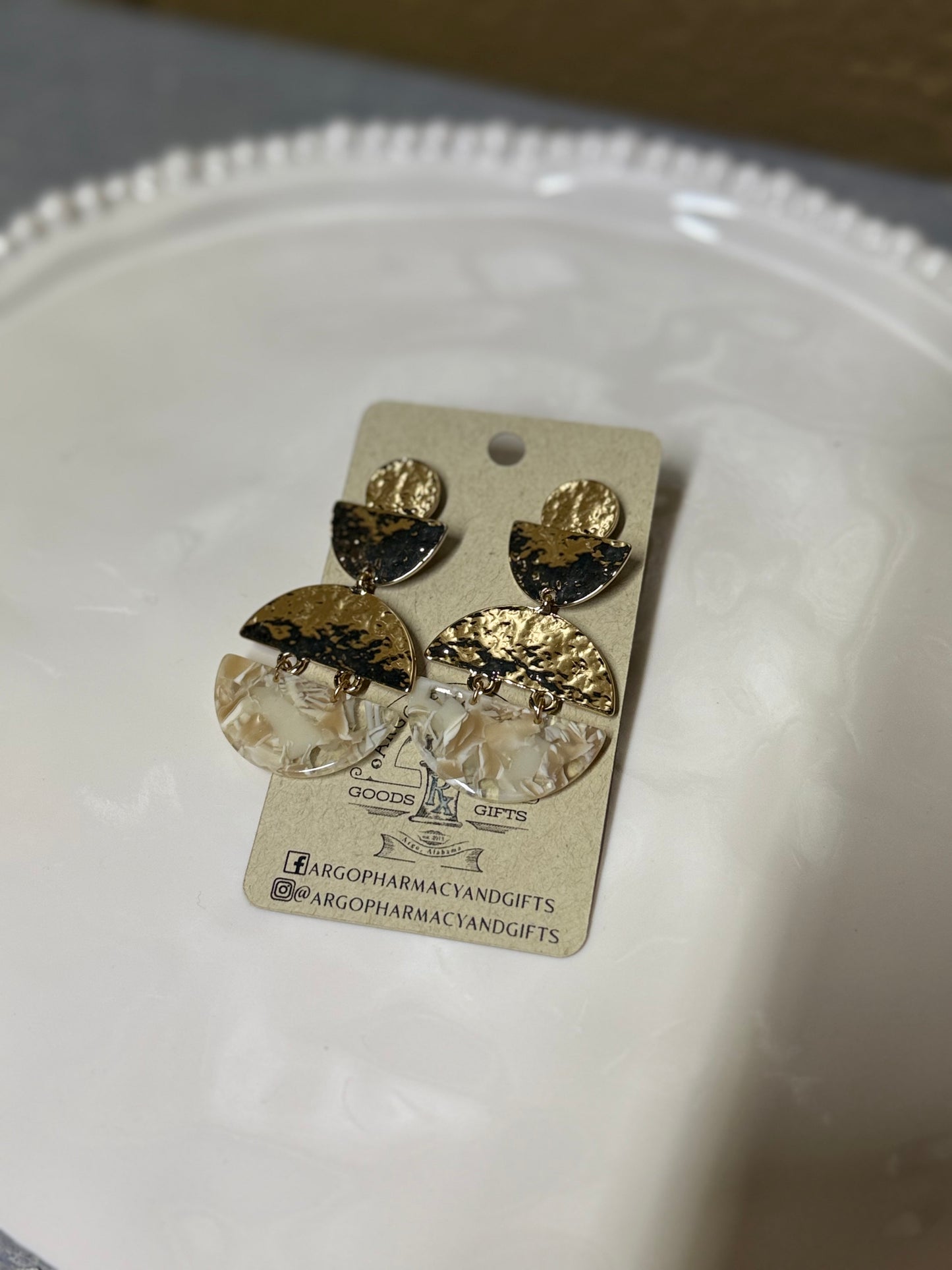 Gold marble drop earrings