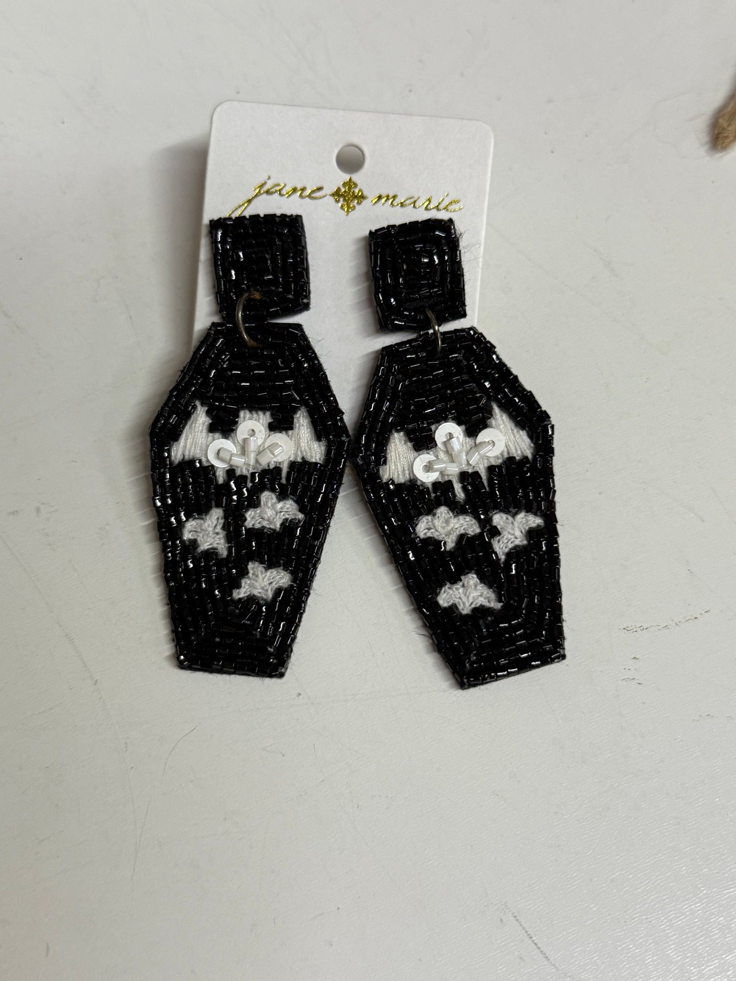Bat coffin earrings