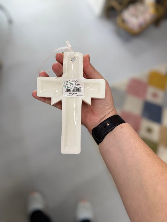 Ceramic Children’s Cross (Blue Gingham)