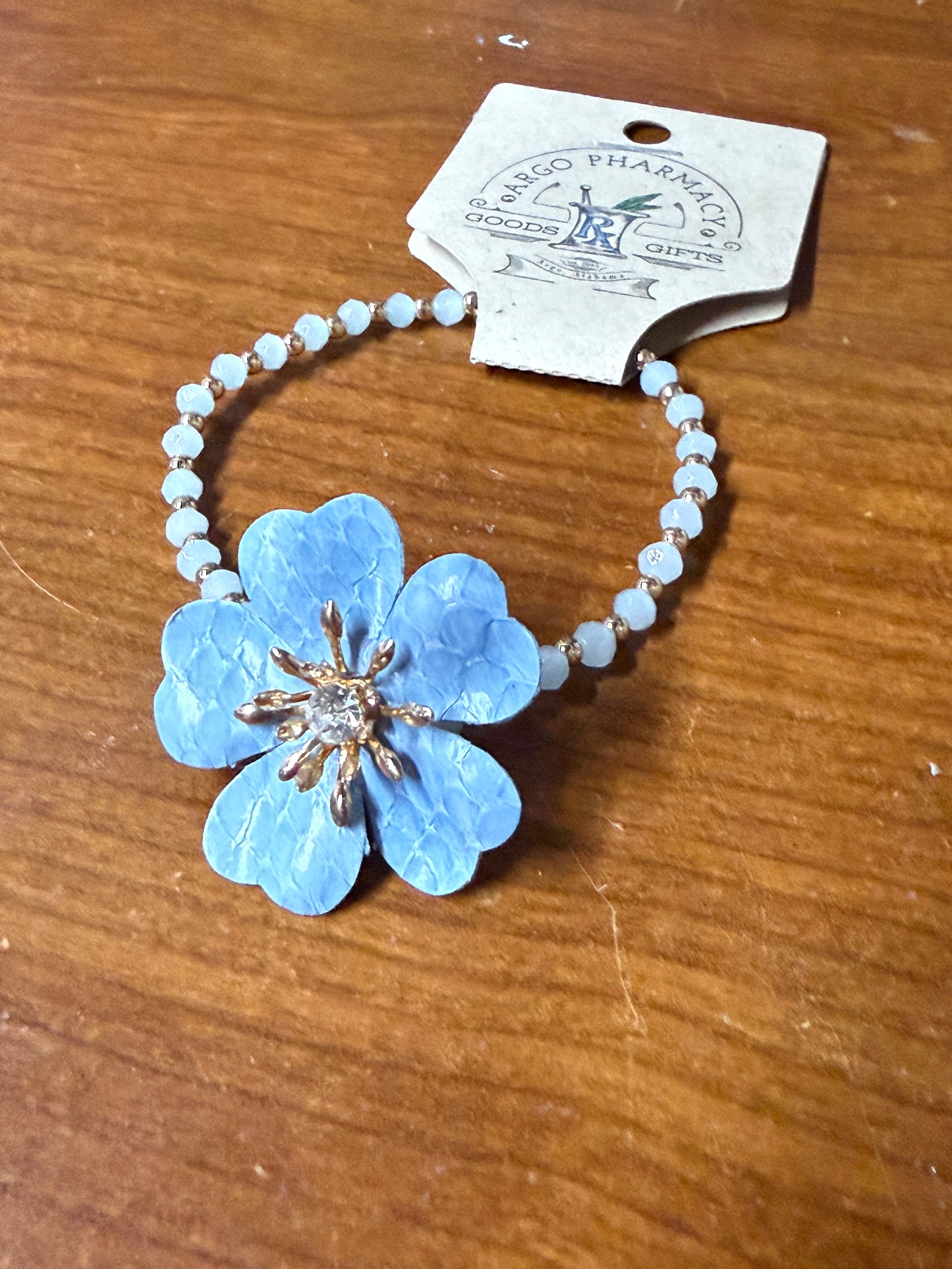 Blue flower stretch bracelet