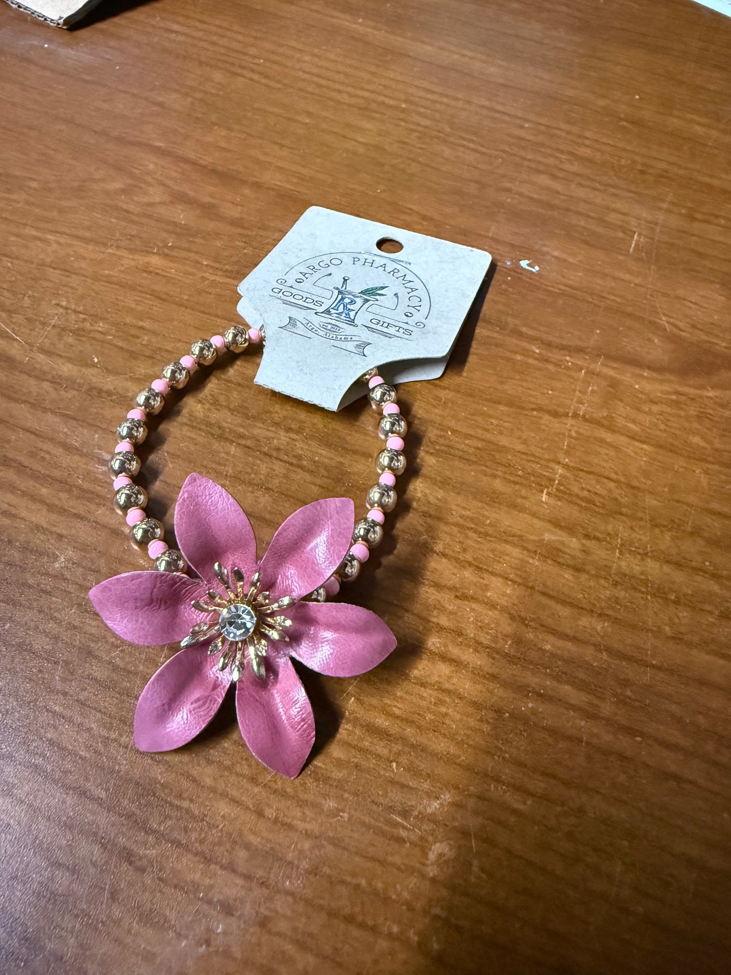 Pink flower stretch bracelet