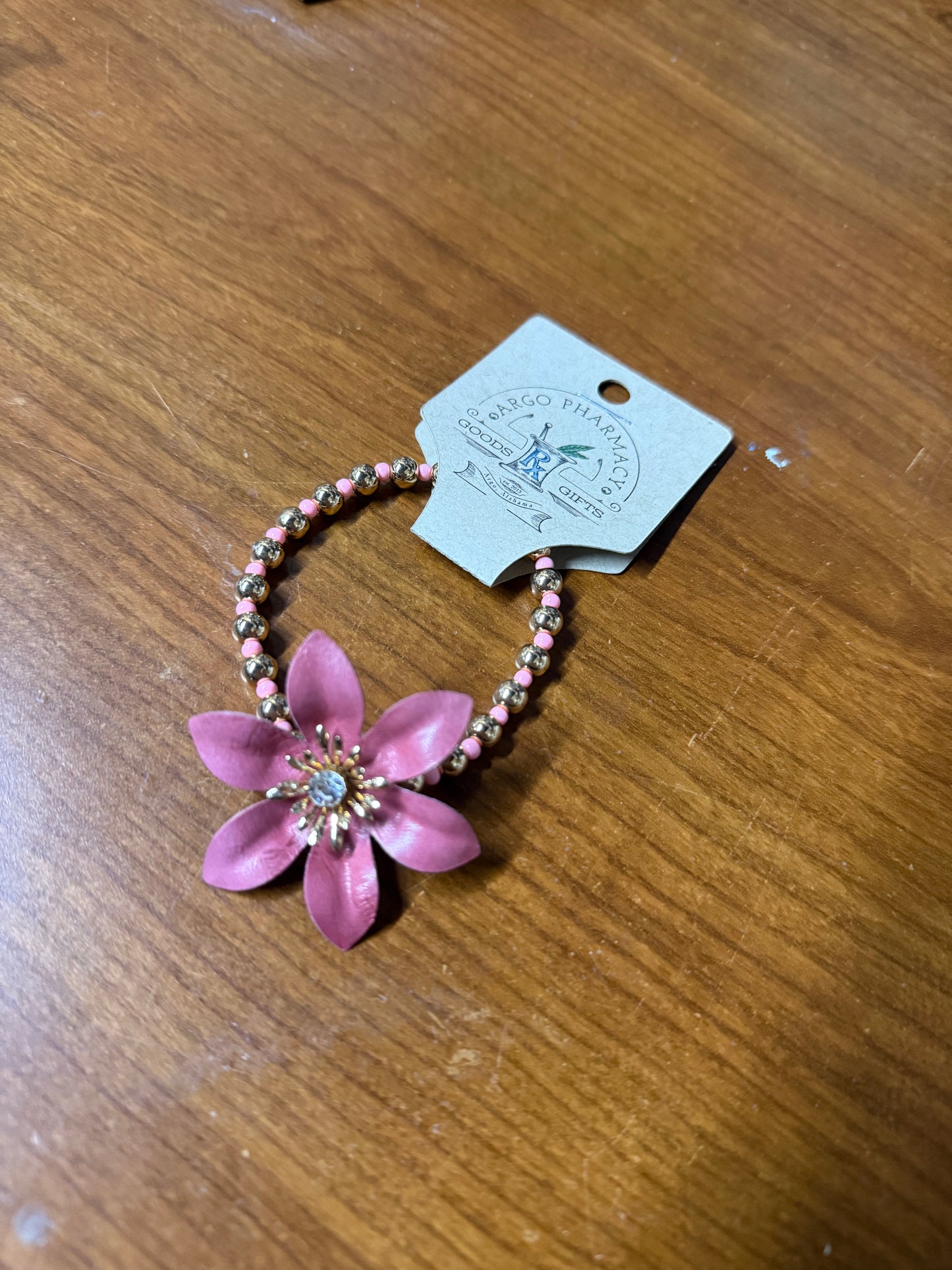 Pink flower stretch bracelet