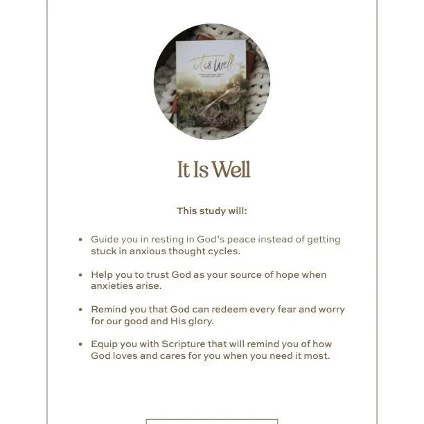 "It is well" Anxiety Devotional