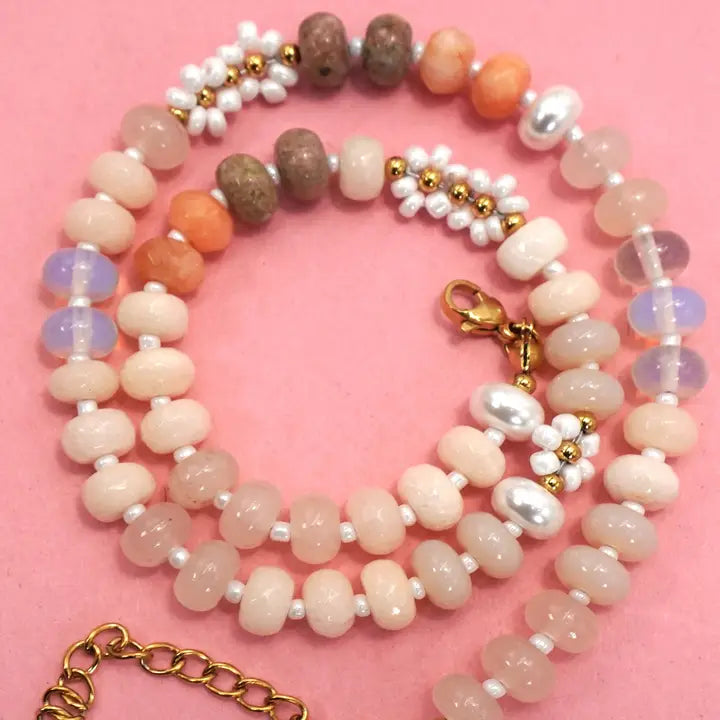 Natural Stone Agate Glass Necklace