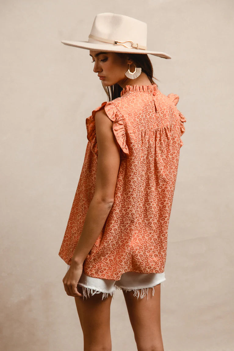 Rust Floral Damask Blouse