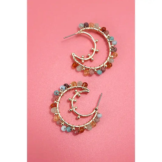 Multi Beaded Stone Hoop