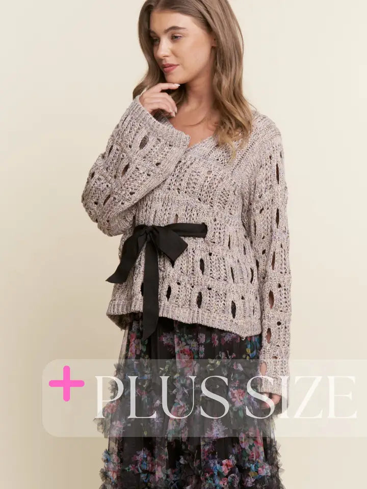 Bow Knit Sweater (PLUS)