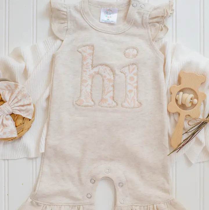 "Hi" Baby Romper with Headband