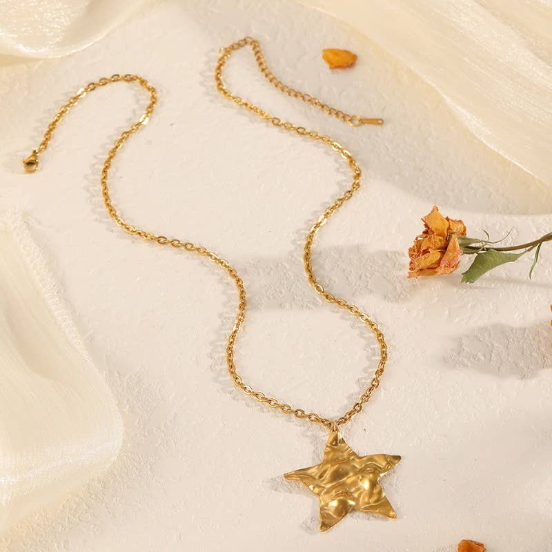 18K STAINLESS STEEL TARNISH FREE STAR NECKLACE | 40NK9699