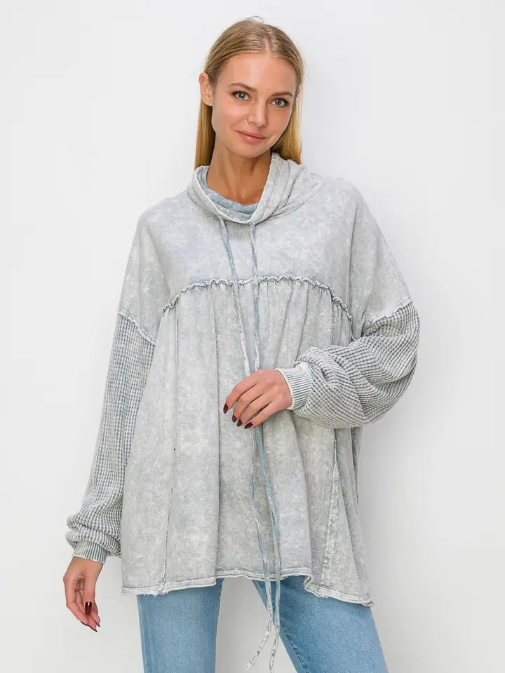 Mineral Wash Funnel Neck Top