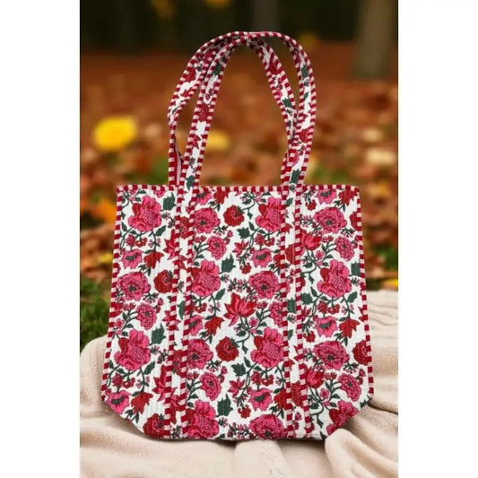 Poppy Floral Quilted Tote Bag