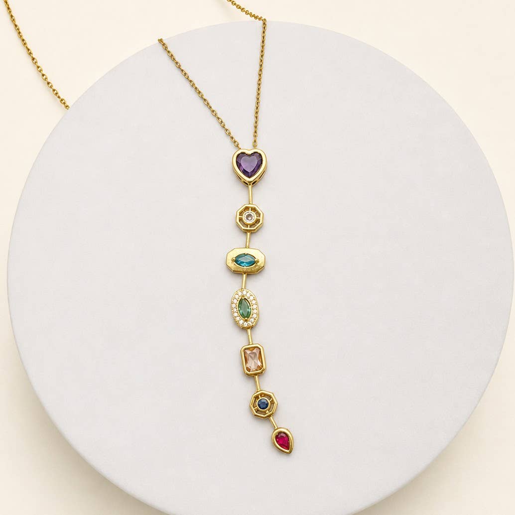 Multicolored Mixed-Shape Jewel Y Necklace | 40NK9721