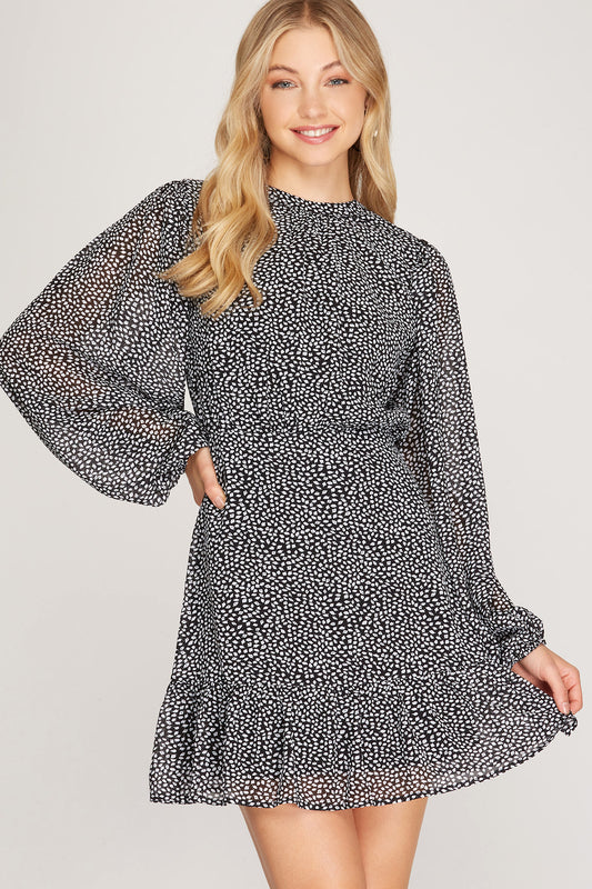 Long Sleeve Print Dress