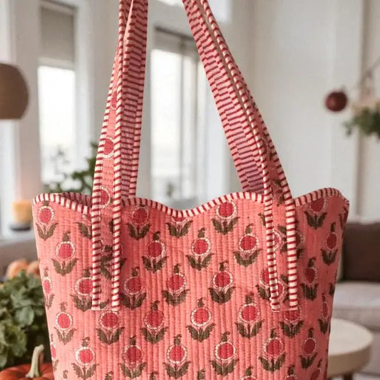 Cider Bloom Pink Scalloped Tote Bag