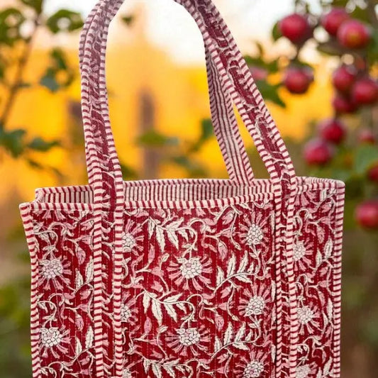 Hampton Red Floral Tote Bag