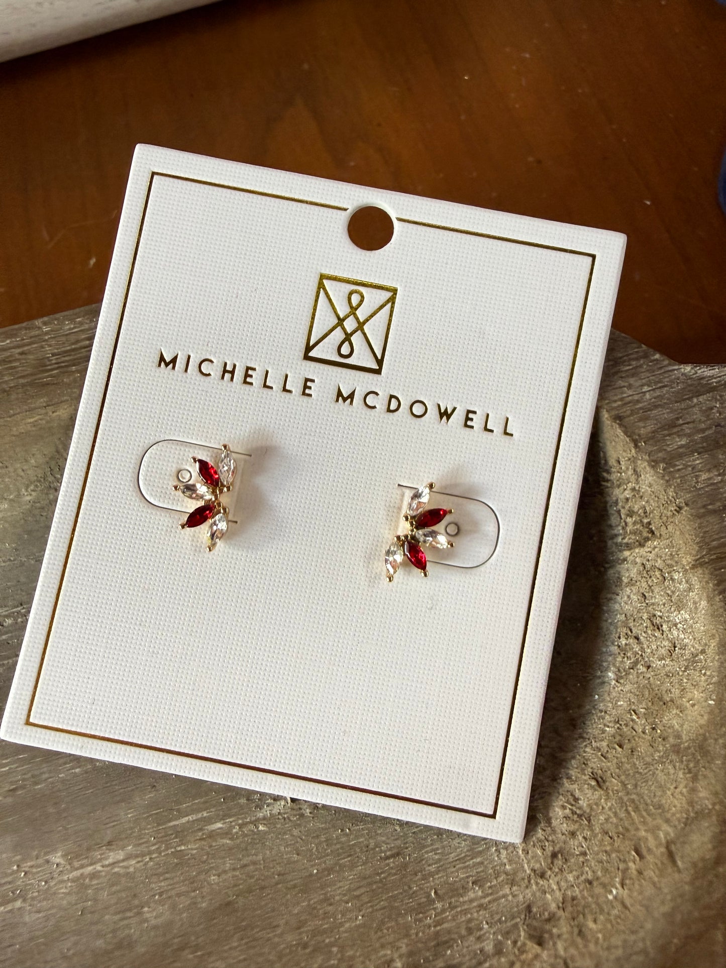 Crimson & White Gem Studs