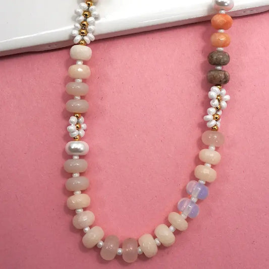 Natural Stone Agate Glass Necklace