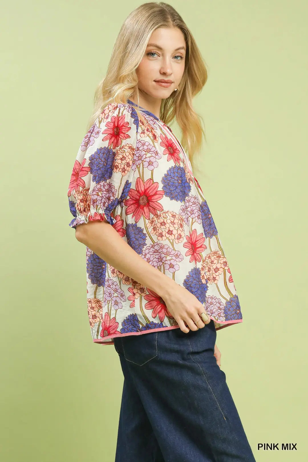 Floral Print Puff Sleeve Top