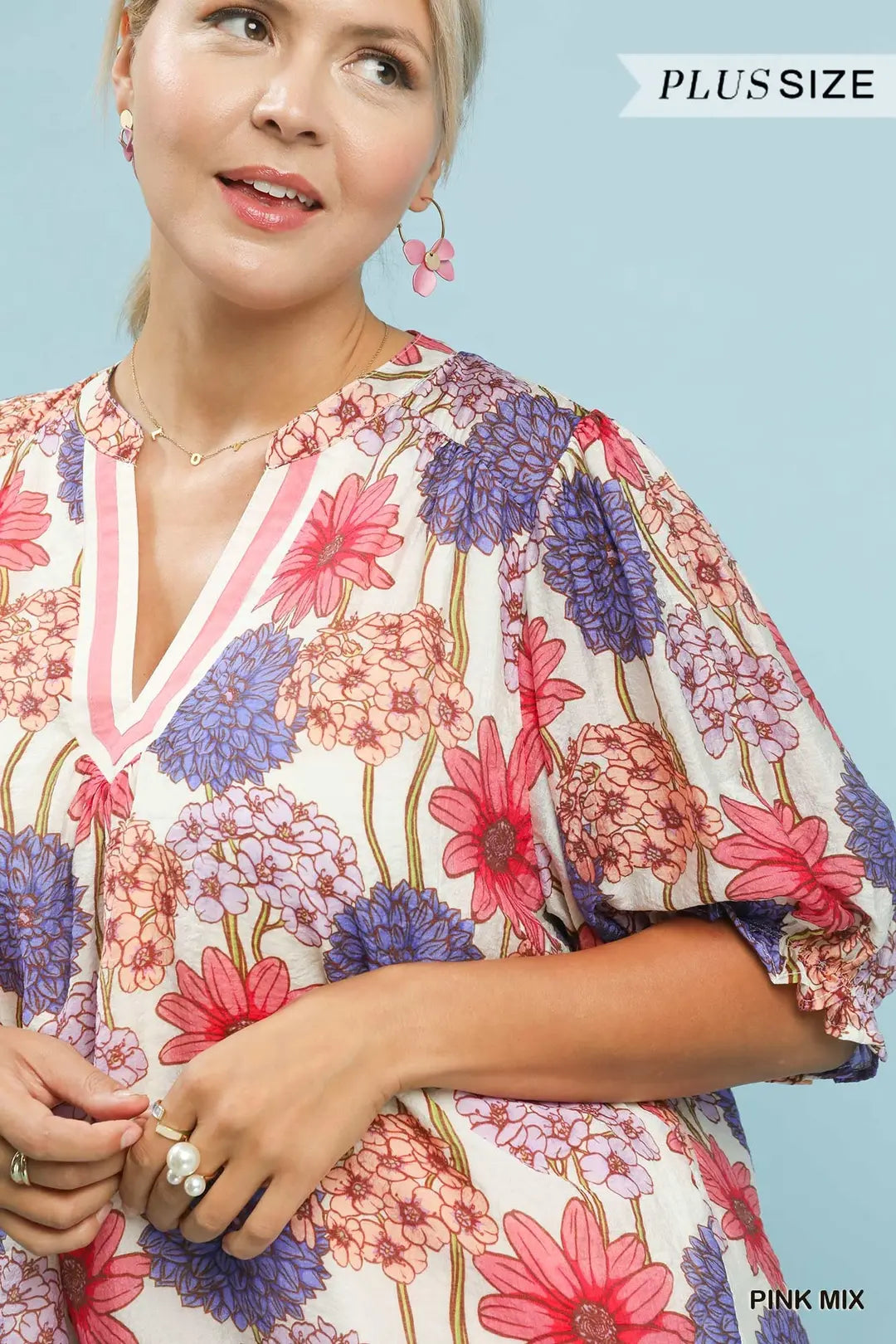 Floral Print Puff Sleeve (PLUS)