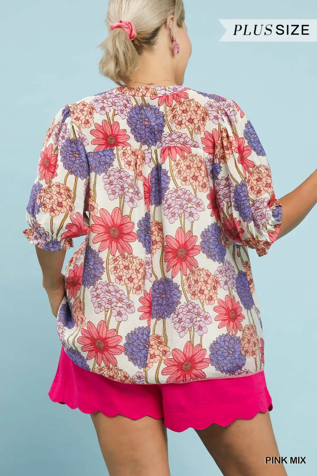 Floral Print Puff Sleeve (PLUS)