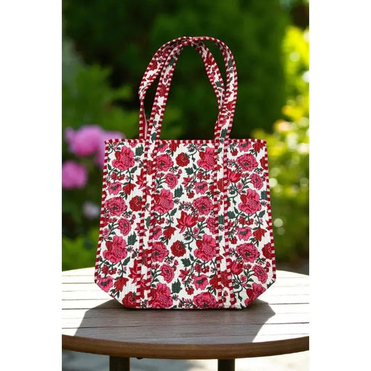 Poppy Floral Quilted Tote Bag