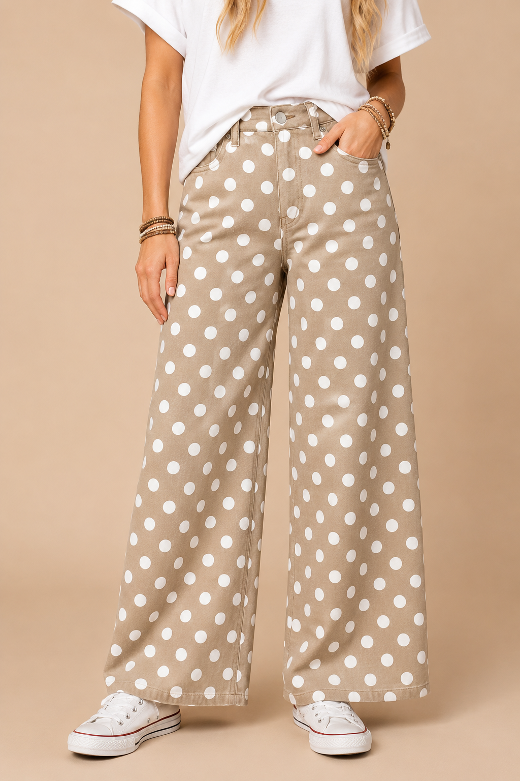 POLKDADOT DENIM RELAXED FIT JEANS