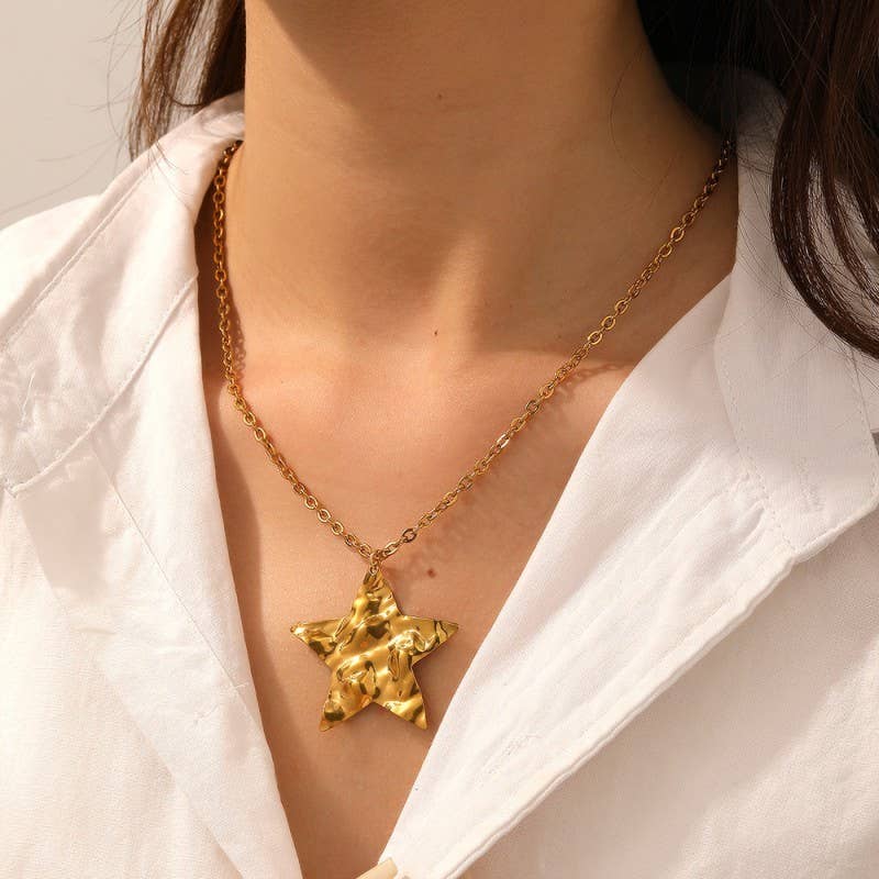 18K STAINLESS STEEL TARNISH FREE STAR NECKLACE | 40NK9699