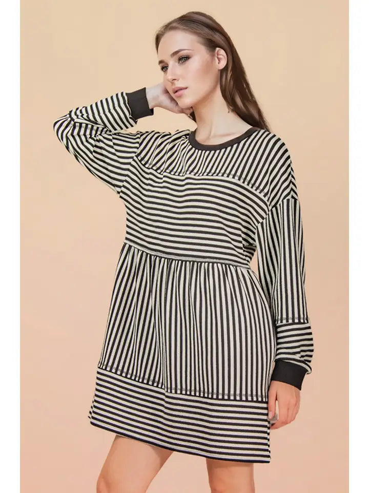 Striped Casual Knit Mini Dress