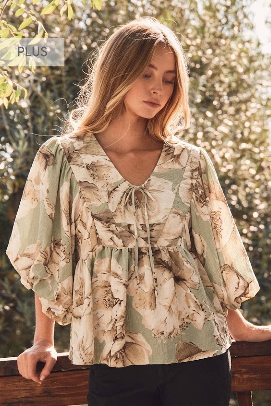 Plus Floral Printed Blouse