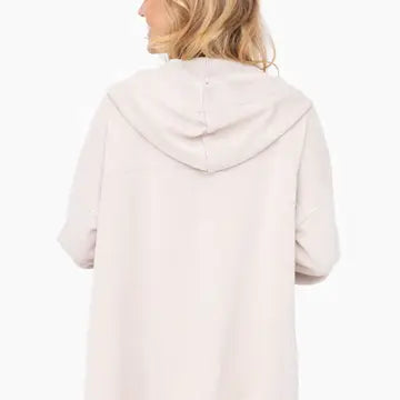 Mineral Washed Fleece Hooded Cardigan