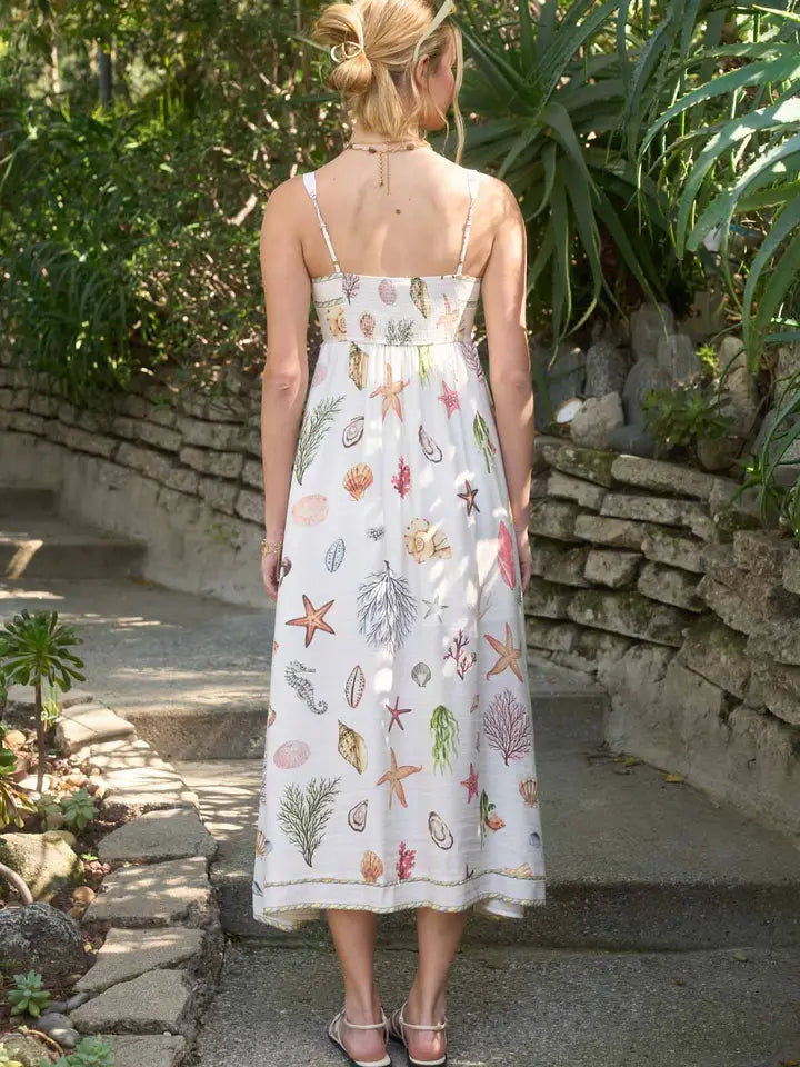 Nautical Print Midi Dress