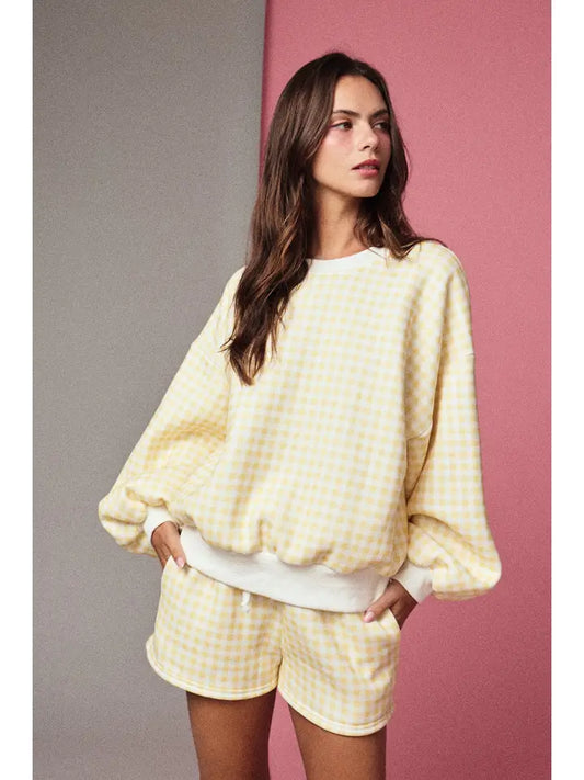 Butter Gingham Matching Set