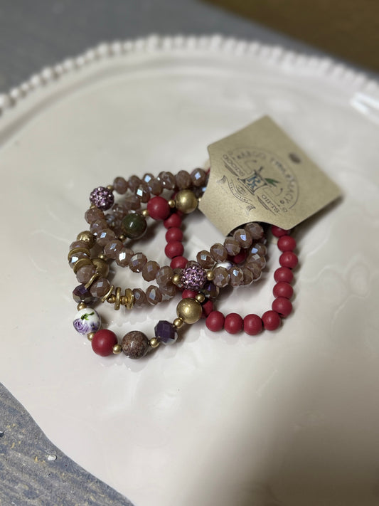 Burgundy Cluster Bracelet
