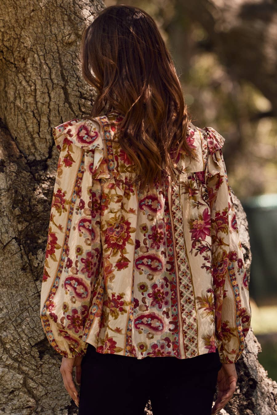 Plus Floral Printed Peasant Blouse