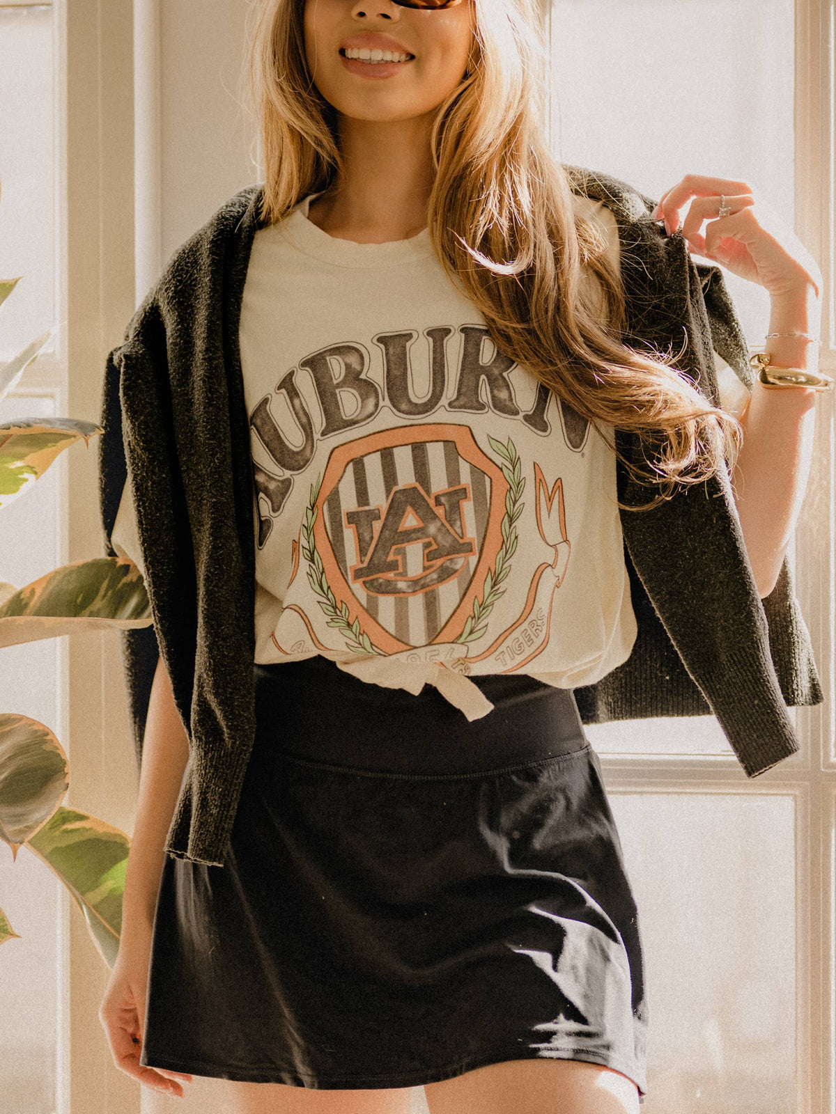 Auburn Tigers Striped Crest Licensed Thrifted Tee