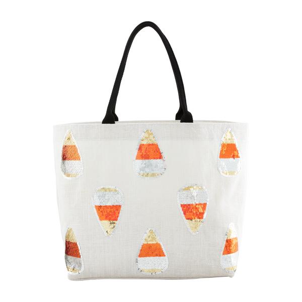 Candy Corn Burlap Tote Bag