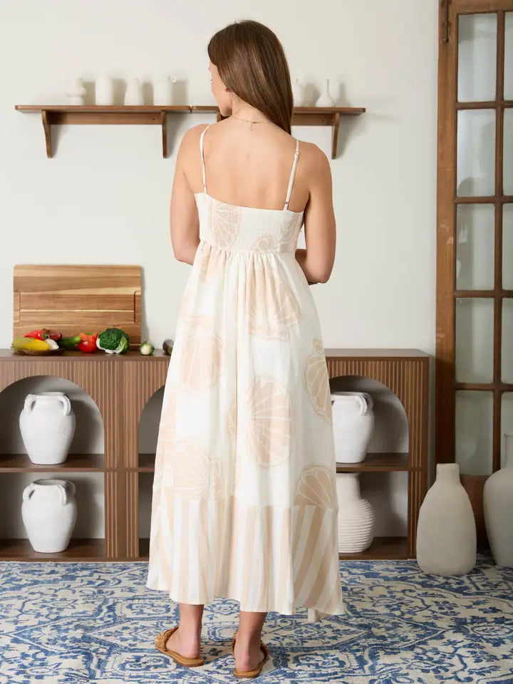 Beige Seashell Midi Dress