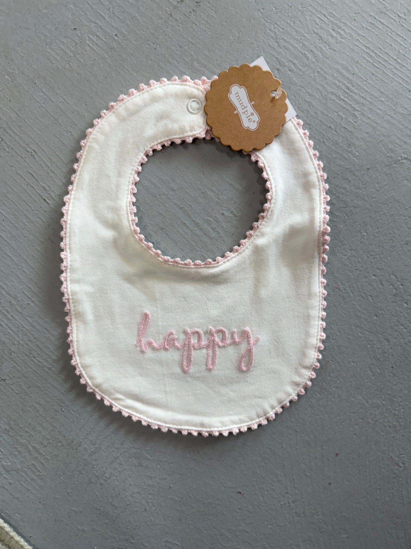 "Happy" Chainstitch Bib