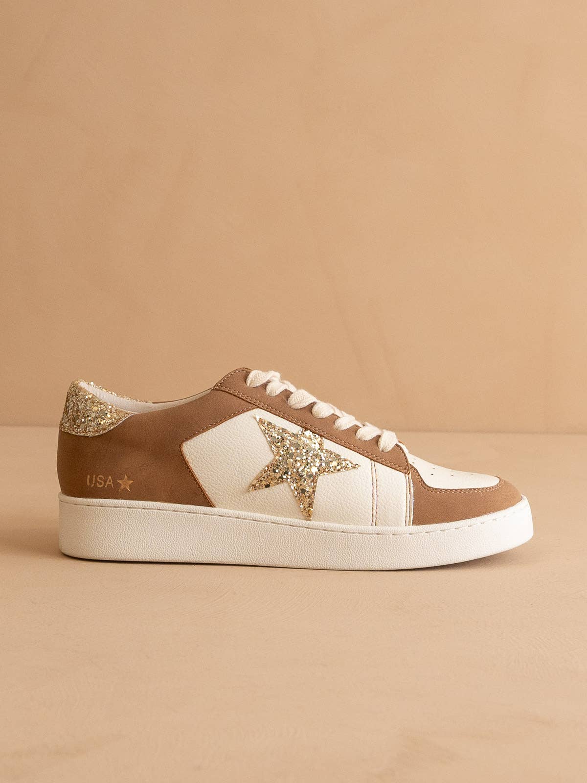 The Liberty | Camel Glitter Star Fall Sneaker