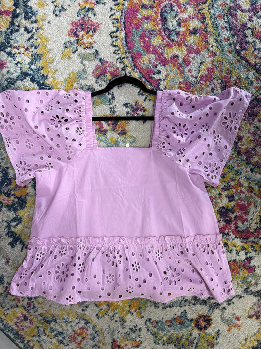 Lilac Box Eyelet Top