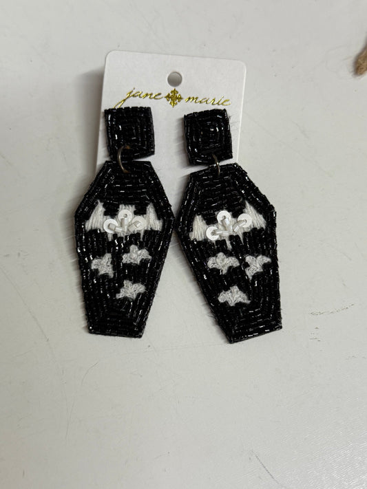 Bat coffin earrings