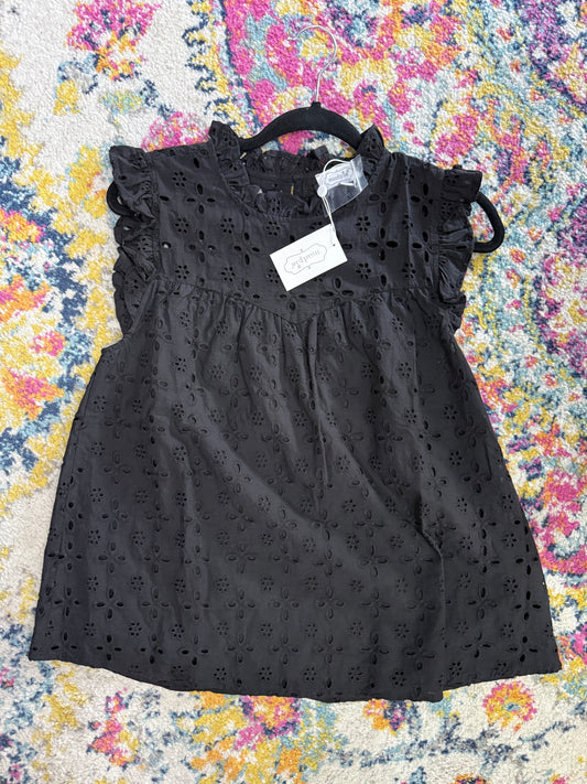 MudPie Eyelet blouse (black)