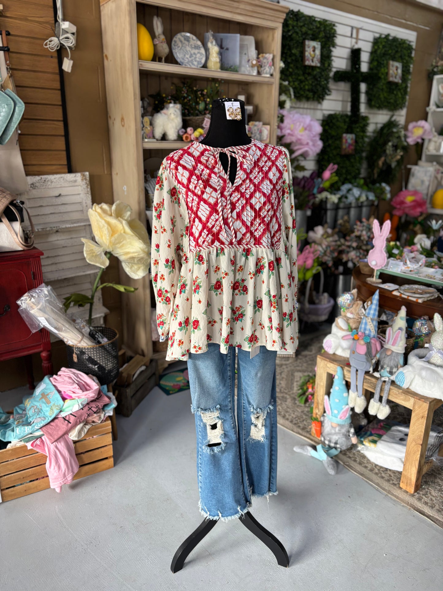 Red floral Flowy Tunic